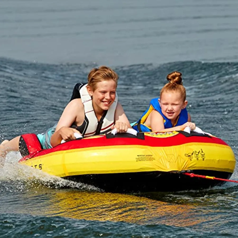 Boat Towable Tube - Iatable Boating Tube for 1-2 Riders - Heavy-Duty Water Tube for Boats to Pull - Water Sports Towable with Q