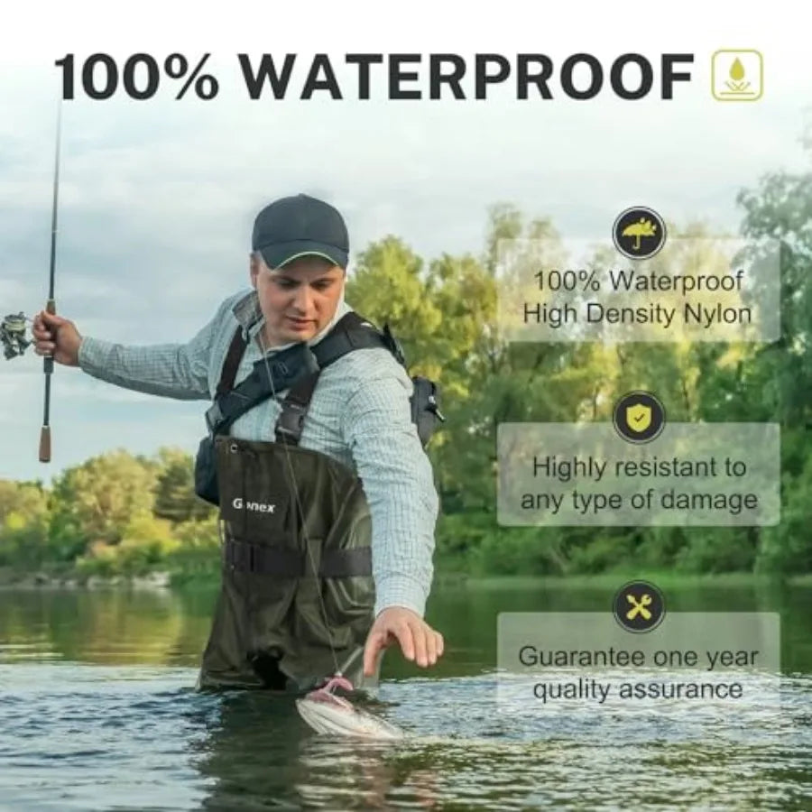 Chest Waders Hunting Fishing Waders for Men Women Waterproof 70D Nylon Wader for Duck Hunting Fishing Green, Sizes