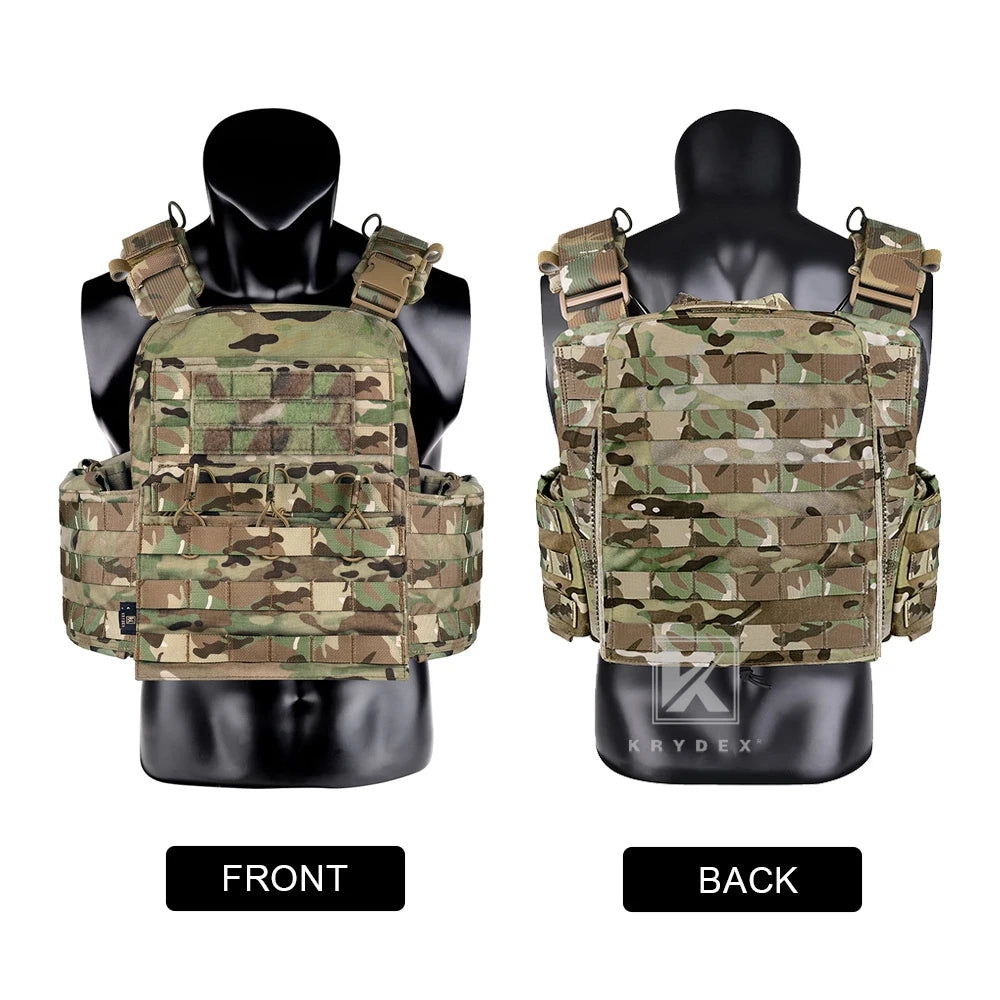 KRYDEX 500D CPC Heavy Duty Tactical Vest Modular MOLLE Plate Carrier Vest with Magazine & Radio Pouch for Combat Hunting Outdoor