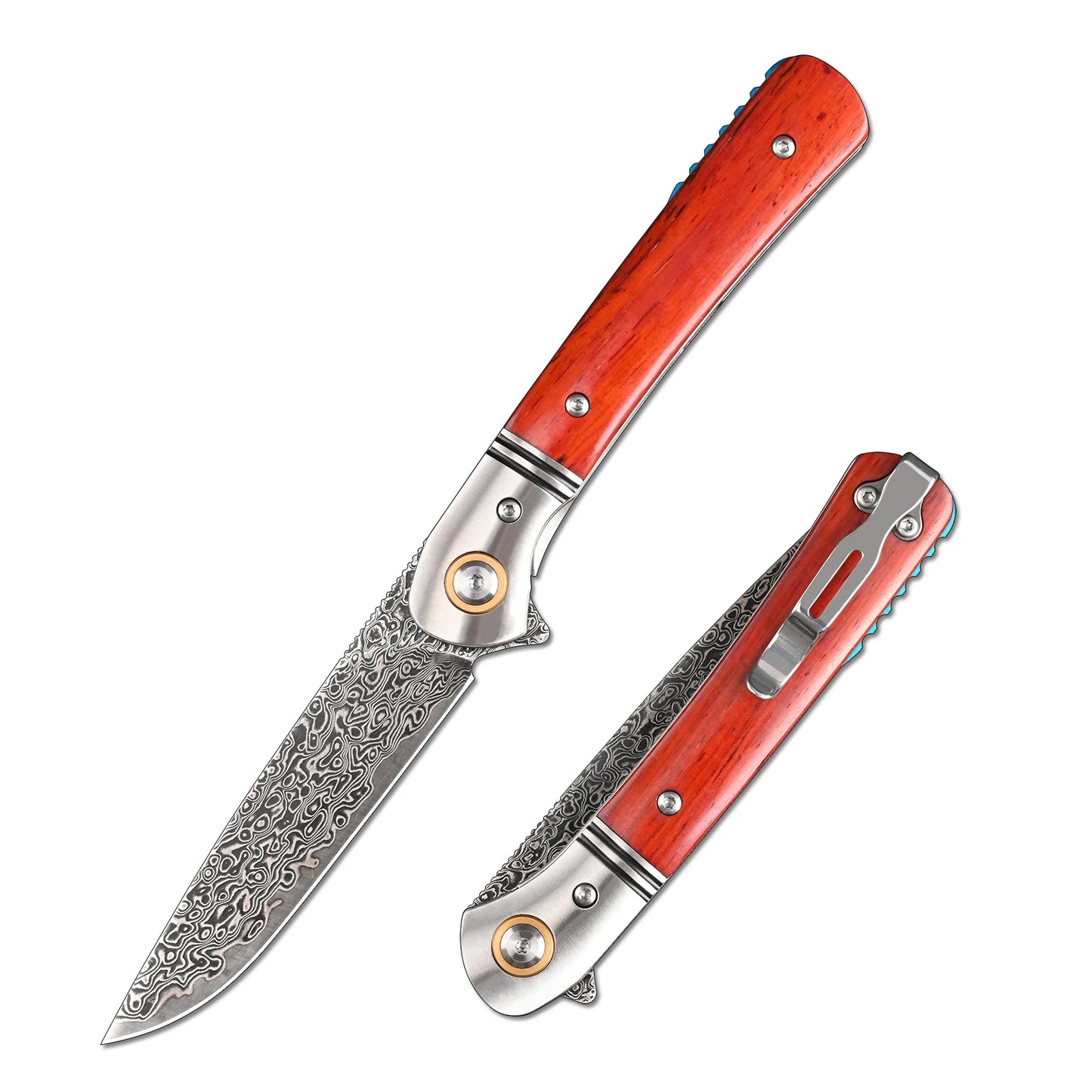 SDOKEDC VG10 Damascus Steel Folding Pocket Knife With Pocket Clip Portable EDC Tool For Camping Fishing Daily Use