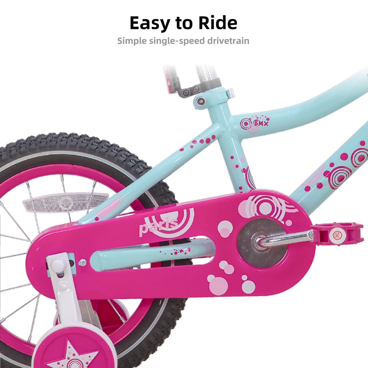 JOYSTAR Paris Girls Bike 14-20 Inch Training Wheels Handbrake Basket Kids Bicycle Ages 3-10Y