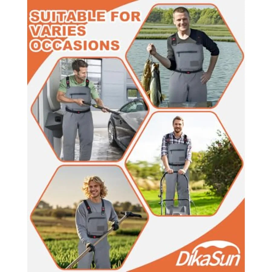 Breathable Stocking Foot Waterproof Chest Waders for Men Women Lightweight Waders for Fly Fishing in Black