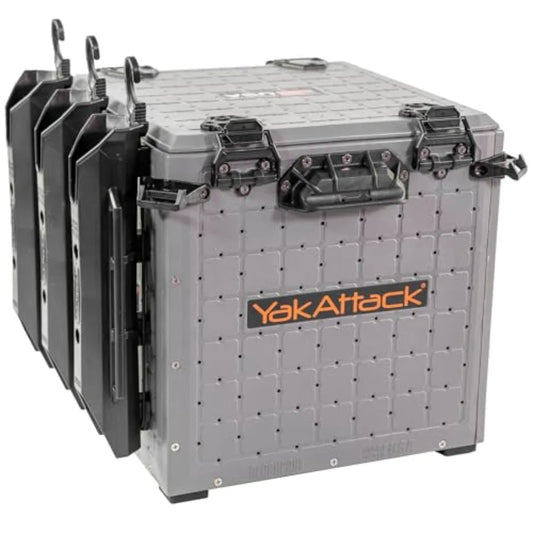 Pak Pro 13" x 13" Fishing Crate with 3 Rod Holders - Compact Tackle Storage Box and Gear Organizer for Kayaks Lightweight, Dura