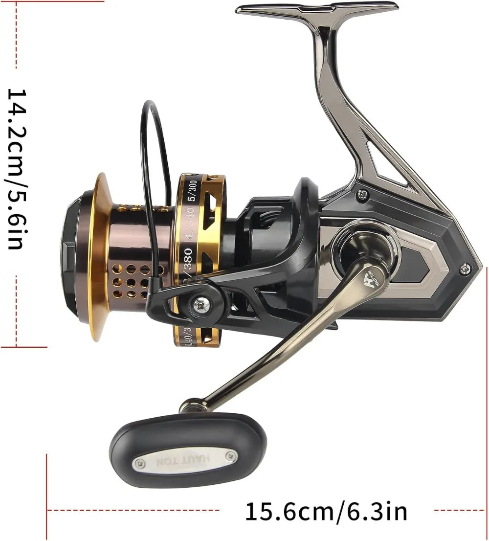 Big Game Surf Spinning Fishing Reel 8000/12000, 20KG Drag, Backlash-Free Bearings, Metal Reel Seat, Zinc Alloy Gear for Saltwater Fishing