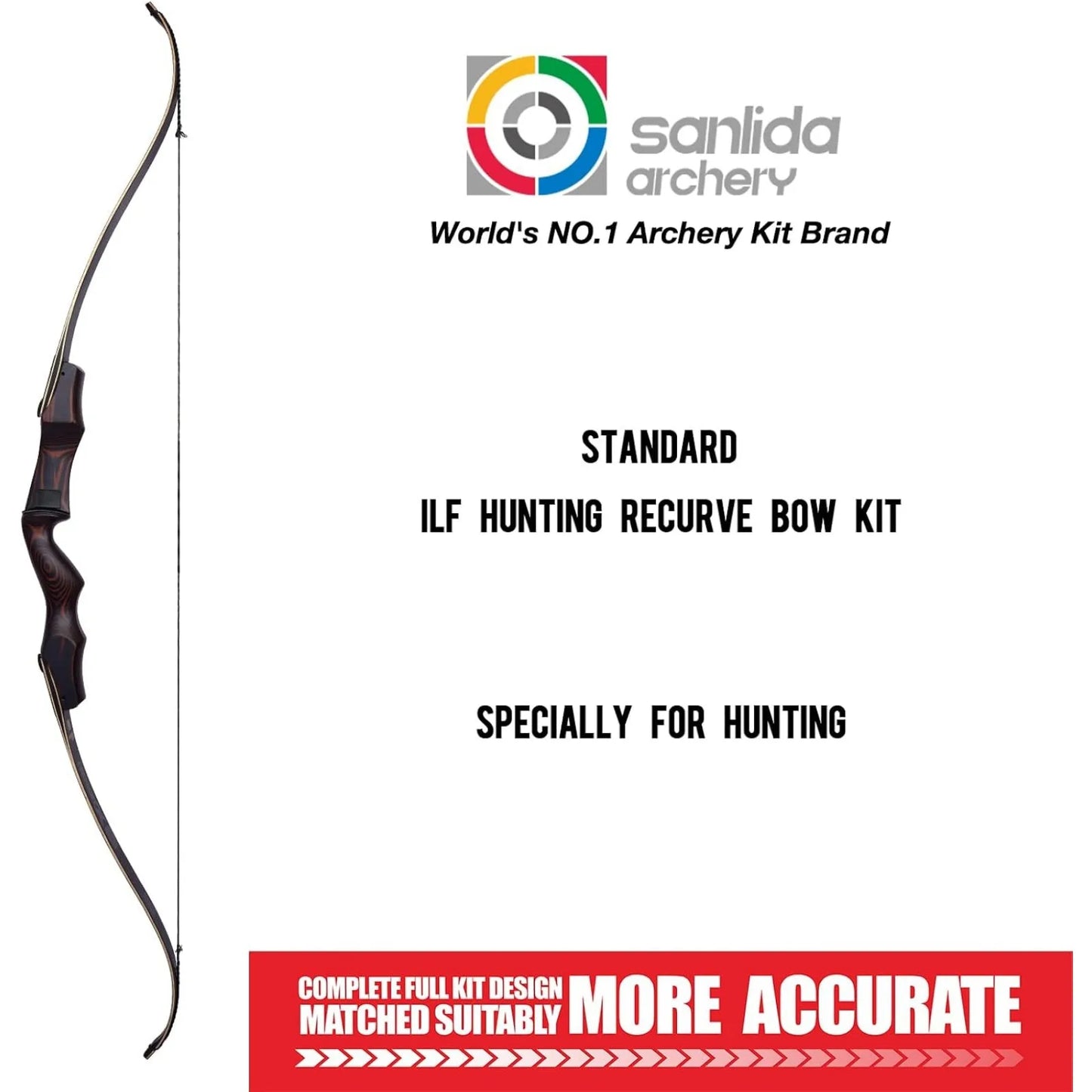 Sanlida Hermit X8 Standard ILF Takedown Recurve Bow for Adult Hunters, 60/62 Inch Wooden Hunting Recurve Bow Package, 25-60Lbs Right Hand Only, Archery Equipment for Outdoor Shooting Practice and Hunting Sports