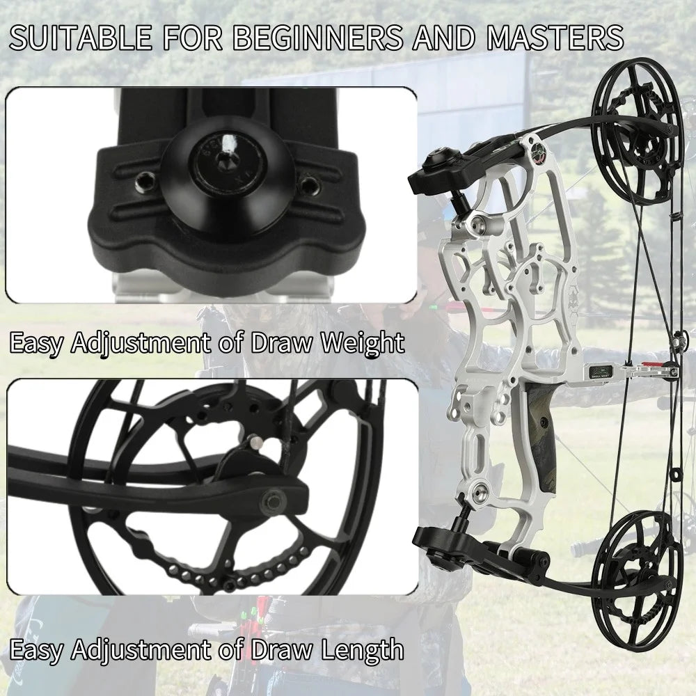 Archery Compound Bow Dual-Use Kit for Steel Ball & Arrow 30-70LBS Adjustable 80% Let-off 340FPS Right/Left Hand Outdoor Hunting Shooting Target Practice Professional Archery Accessories