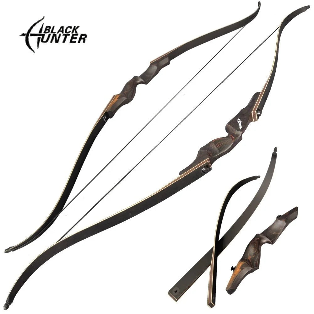 Takedown Recurve Bow 40-60lbs 60inch Bamboo Core Limbs 15" Wooded Riser Right Hand Archery Hunting Shooting Target Split Bow