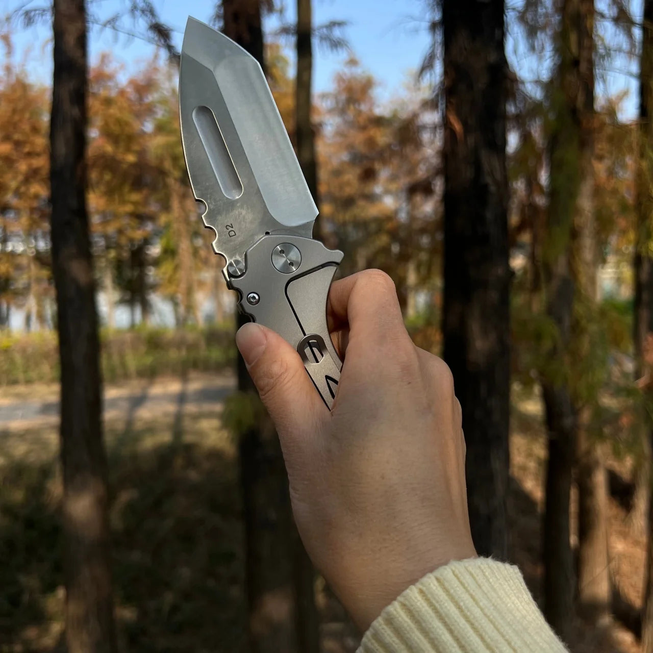 D2 blade +D2 handle integrated folding knife, heavy-duty all-steel knife, outdoor camping fishing equipment, knife fan collectio