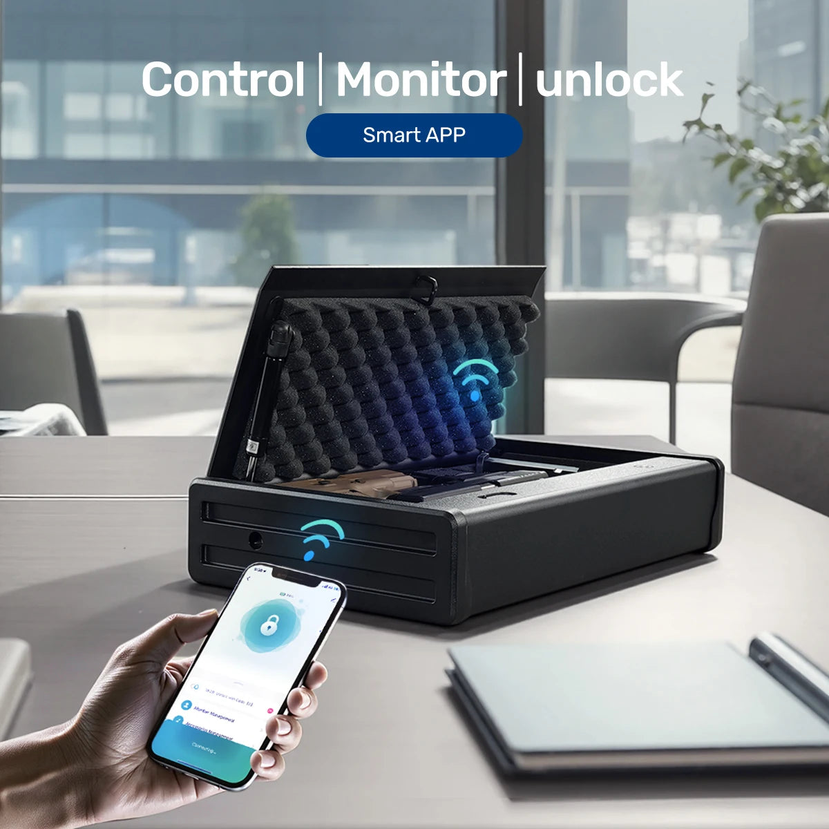 Blacksmith Biometric Pistol Safe Gun Locker Box with APP Control and Fingerprint 5-Quick Access Unlock Gun Case for 2 Pistols