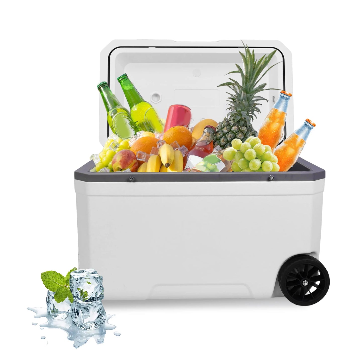 70L Portable Car Wheel Insulator Plastic Cooler Box 30 Percent Lighter Than Rotomolded Ice Chest Box with Handle for BBQ Camping