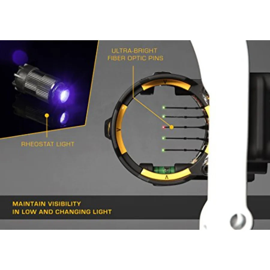 React H5 Bow Sight for Hunting and Target Shooting Black Aluminum with 5 Pin Precision Toolless Windage and Elevation Adjustabi