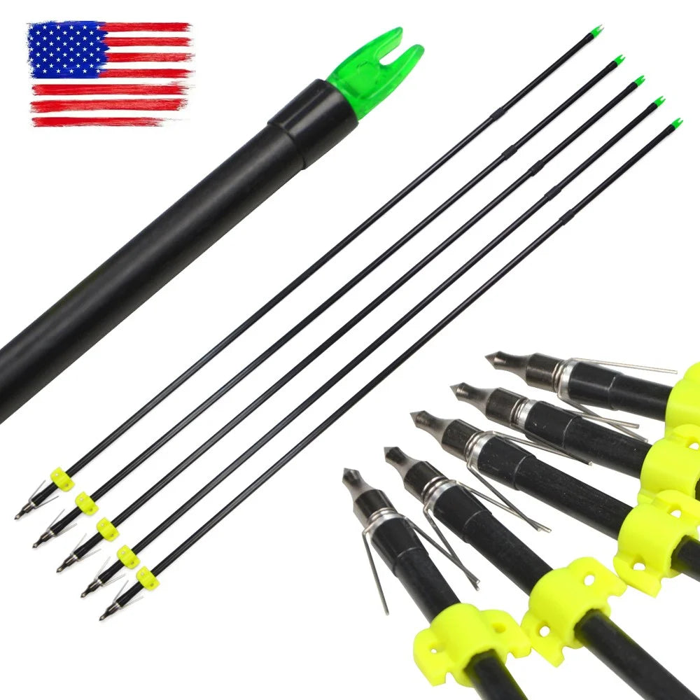 12Pcs Bowfishing Arrows 31-inch Universal Fit for Compound Recurve Bow with Hunting Arrowheads Safety Slides and Darts for Beginners Outdoor Bowfishing Camping Archery Shooting Accessories