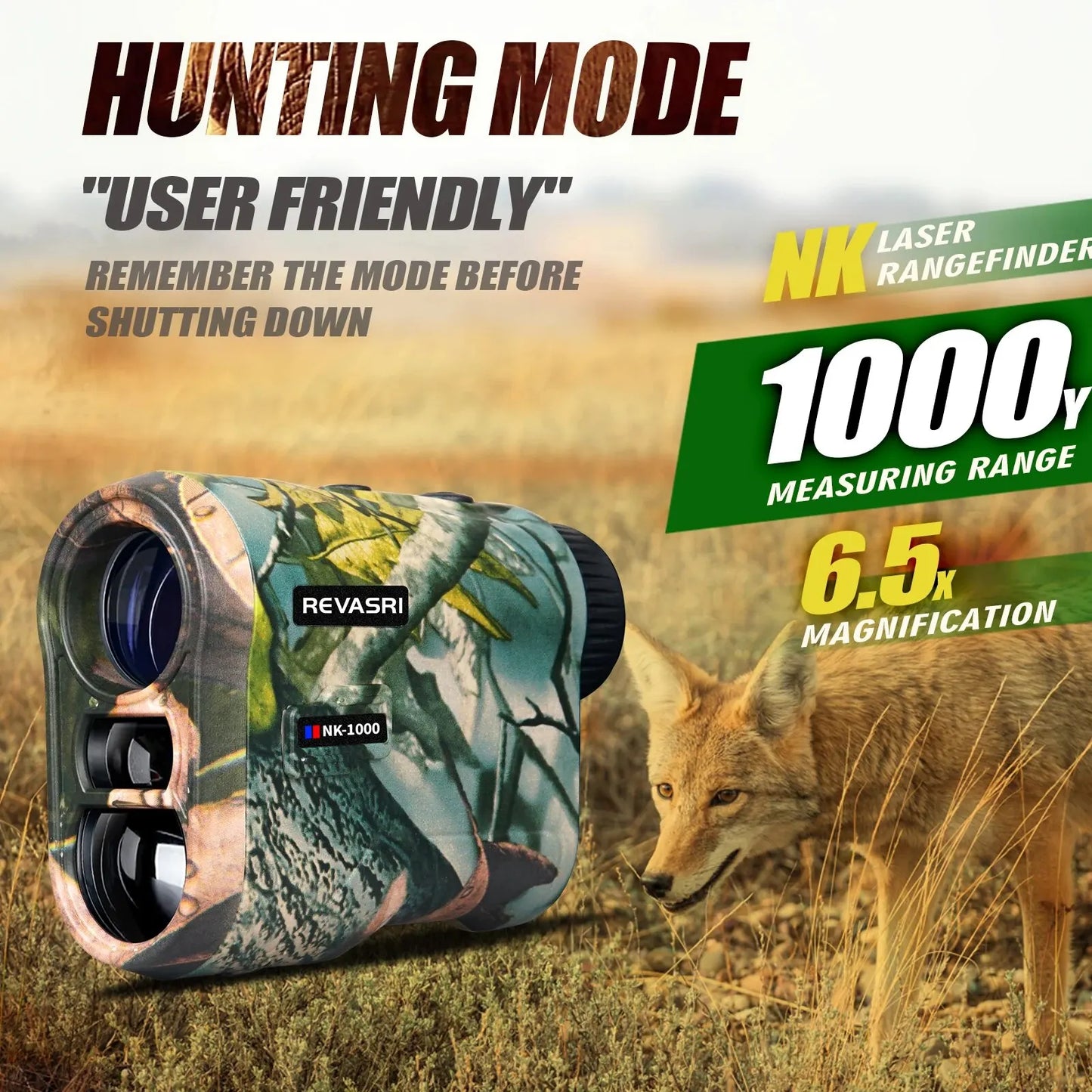REVASRI 6x 1000M Rangefinder for Hunting, with Horizontal Vertical Distance Speed and Scan Modes, Range Finder Monocular