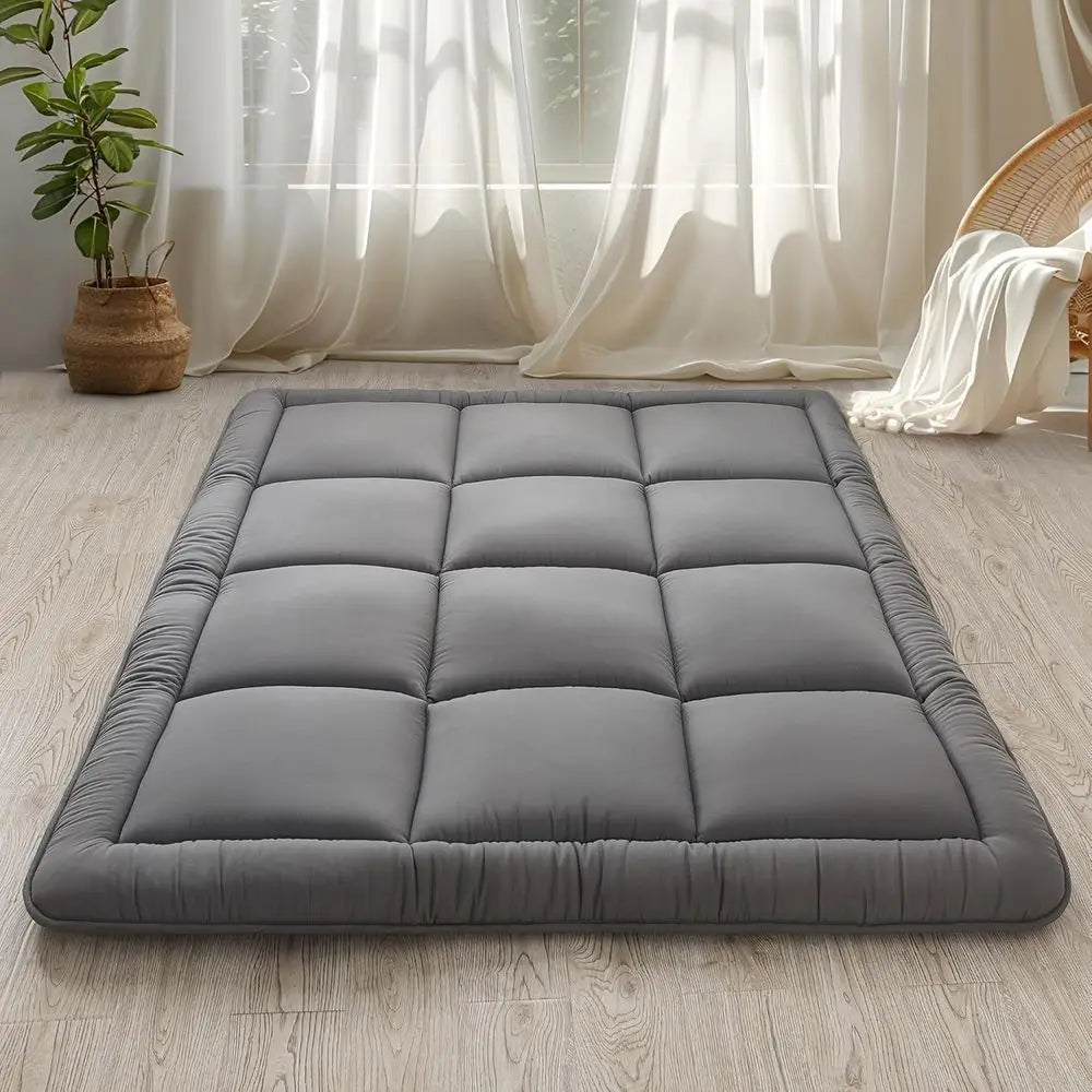 Grey Twin Size Roll-Up Tatami Mattress, Portable Camping Bed, 39x80