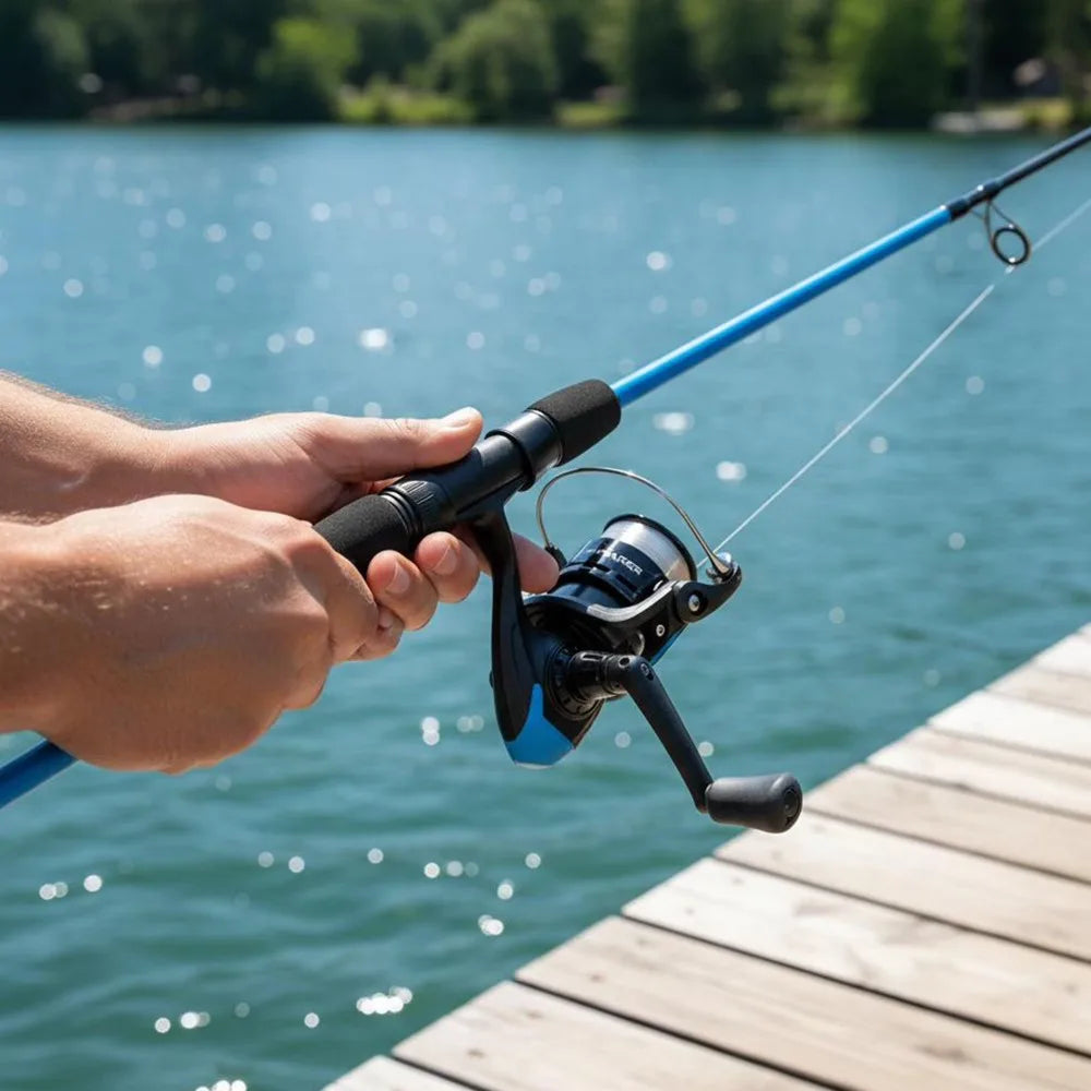 Fishing Rod and Reel Combo Spinning 5.6 Feet 2 Piece Blue for Adults Saltwater Freshwater