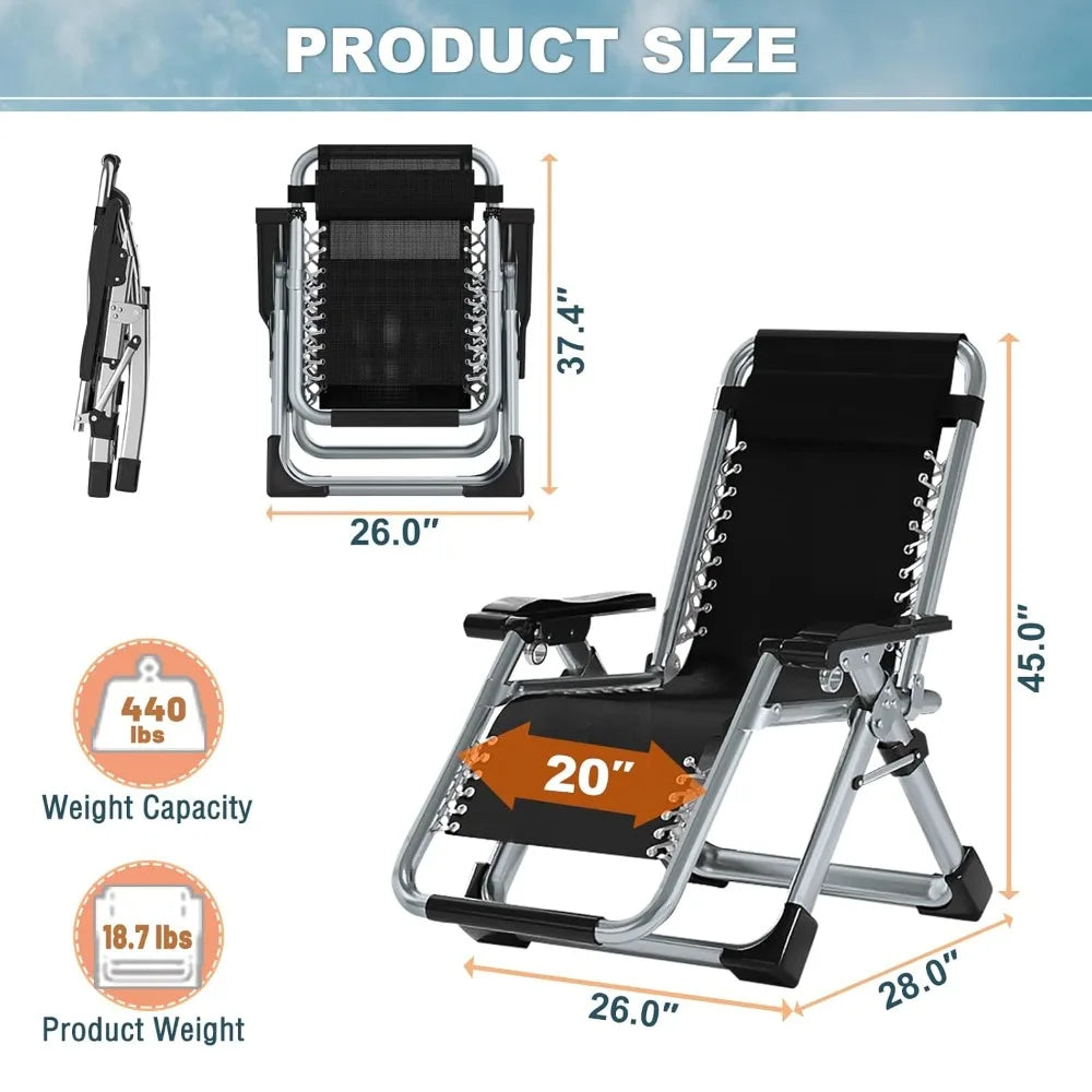 2 Pack Zero Gravity Chair, Outdoor Lounge Chairs Sun Loungers with Removable Cushion,Headrest,Cup Holder,Reclining, Customized
