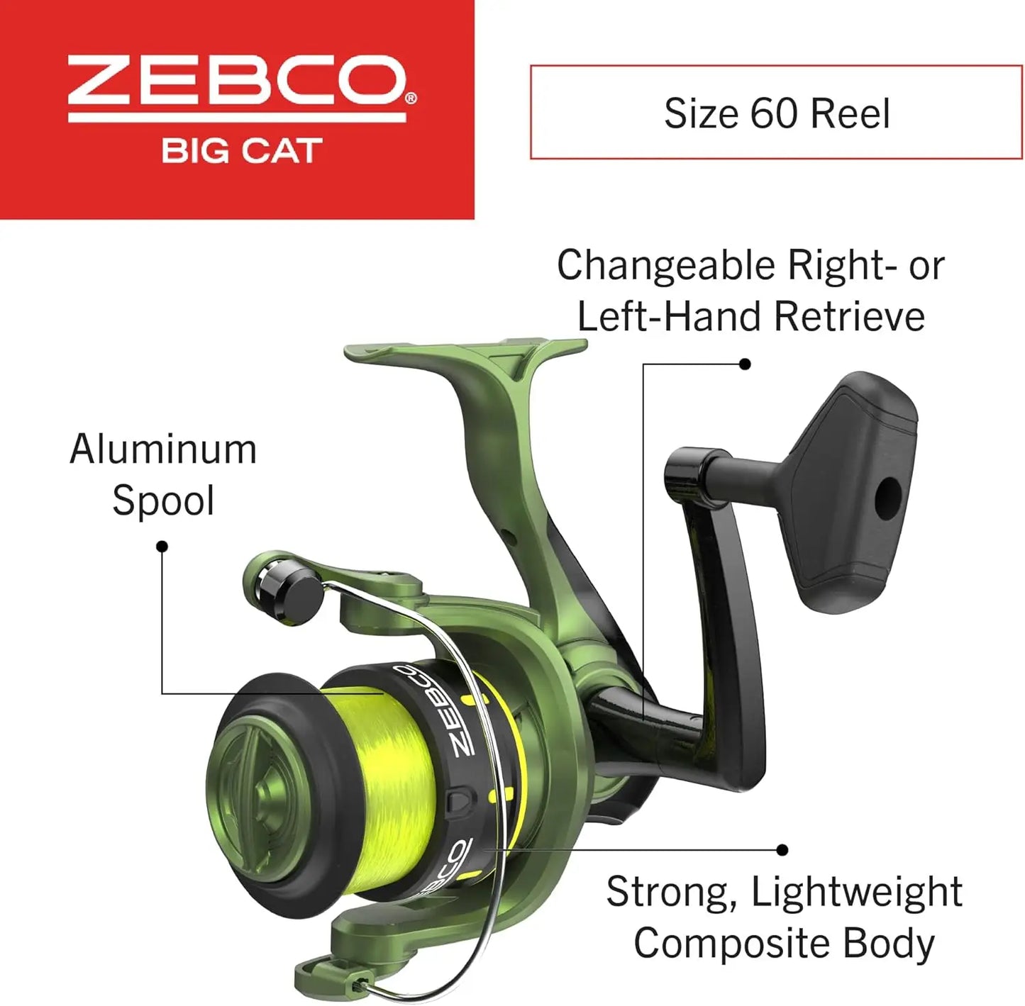 Heavy Power Catfish Spinning Reel & 8ft Fishing Rod Combo, Fast Action, 5.0:1 Gear Ratio, Pre-Spooled