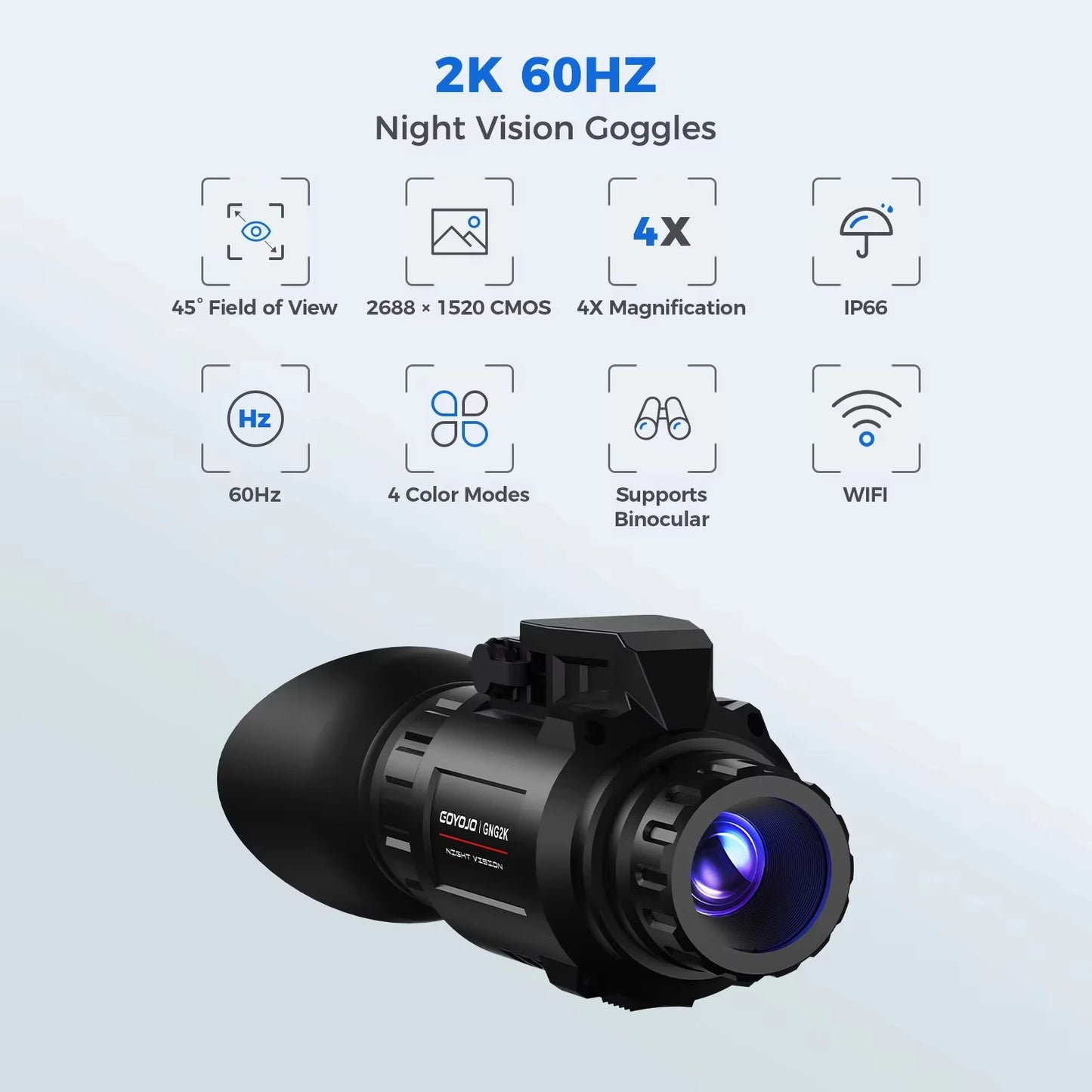 GOYOJO GNG2K Night Vision Monocular Goggles 2688x1520 60Hz Refresh 940nm Wifi infrared digital trail camera for Tactical/Hunting