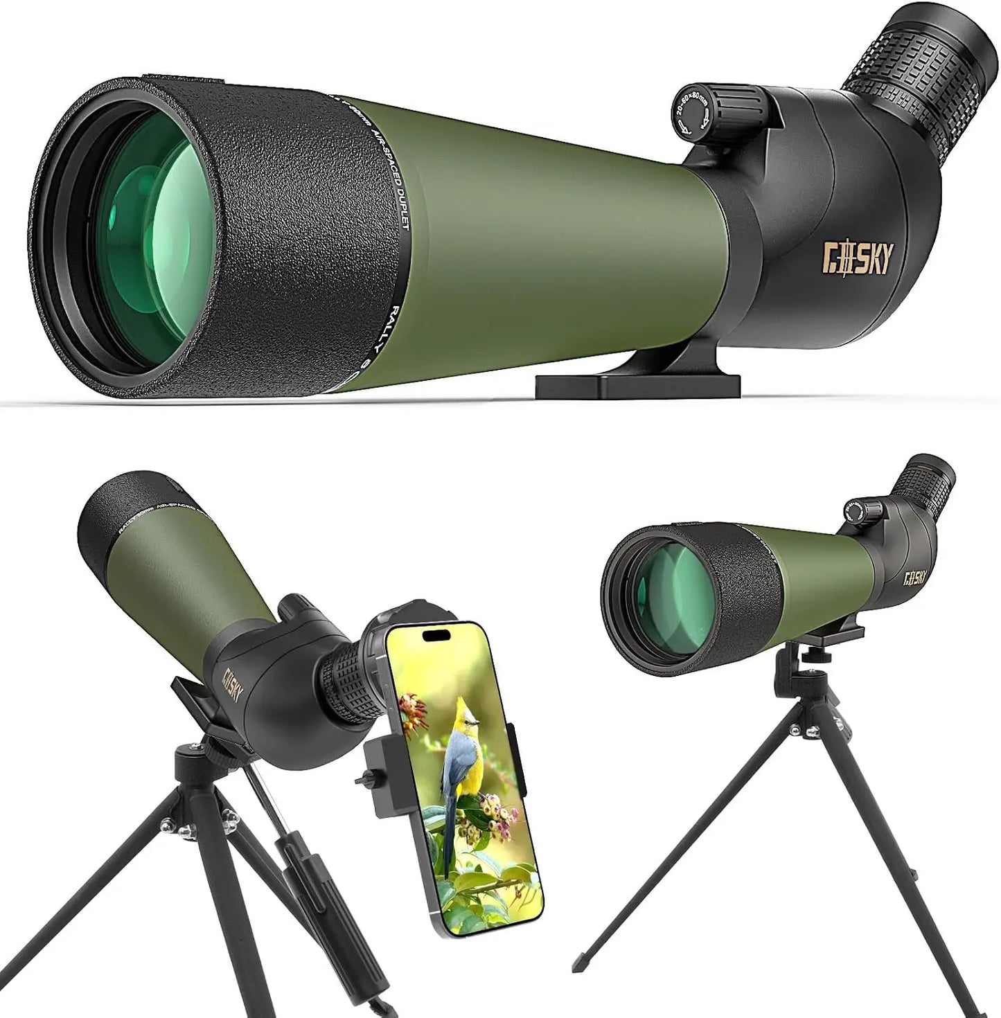 20-60x80 Spotting Scope with Tripod, Phone Adapter - BAK4 HD Waterproof for Bird Watching & Wildlife