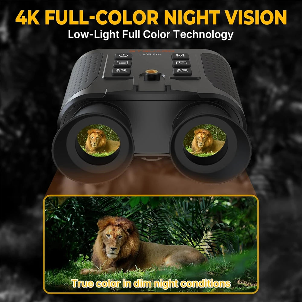 Infrared 4K Night Vision Binoculars Goggles Telescope for Hunting 8X Digital Zoom 300M Full Darkness Take Photos,Record Videos