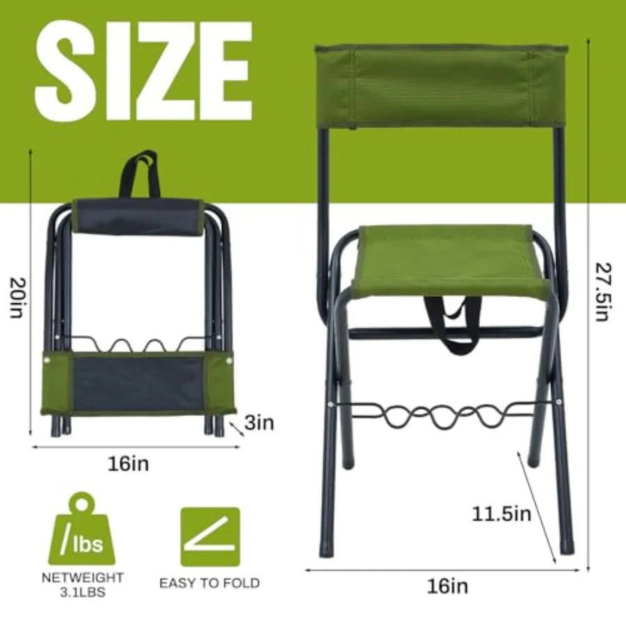 2 Pcs Summer Folding Fishing Chair with Rod Holder Hunting Camping Chairs for Adults Outdoor Portable Folding Chair for Men Wom