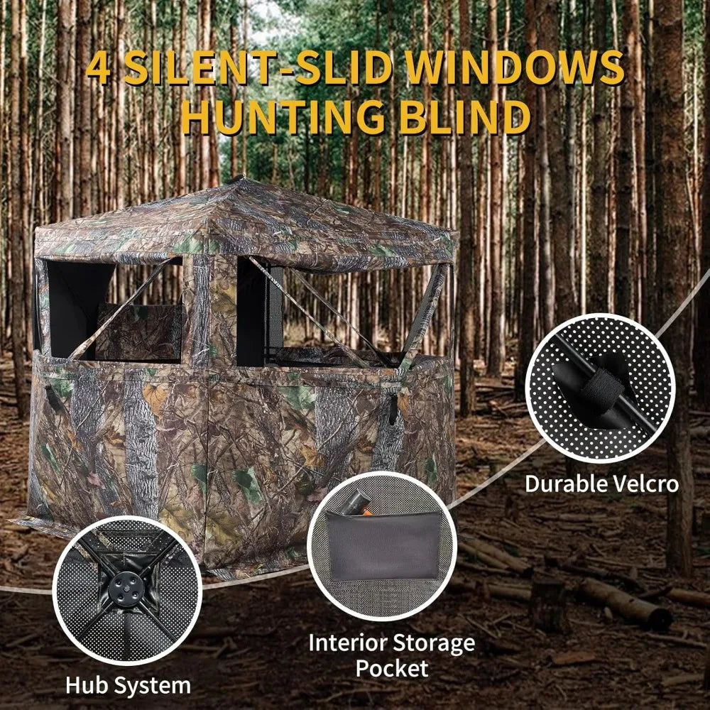 Hunting Blind 270/360 Degree See Through Ground Blind with Carrying Bag, 2/3 Person Pop Up Camouflage Tent - High quality