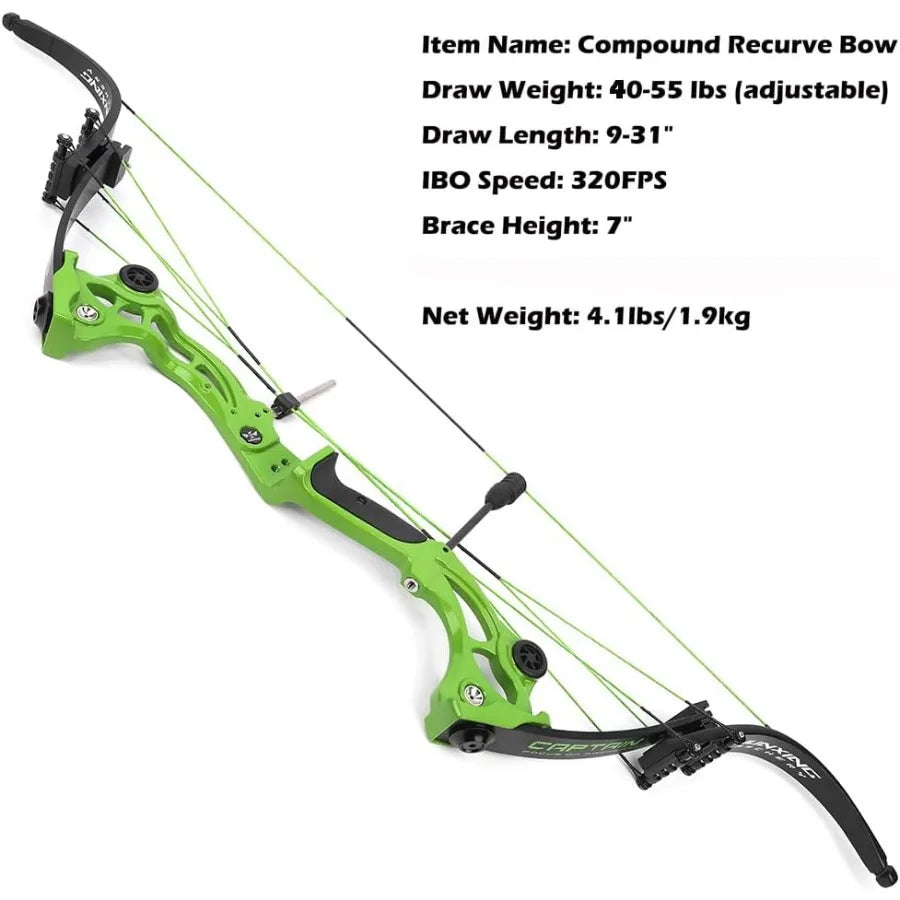 ZSHJGJR Recurve Bow American Hunting Bow 320FPS Draw Weight 4055lbs Adjustable Compound Bow Right Hand for Archery Hunting Fish