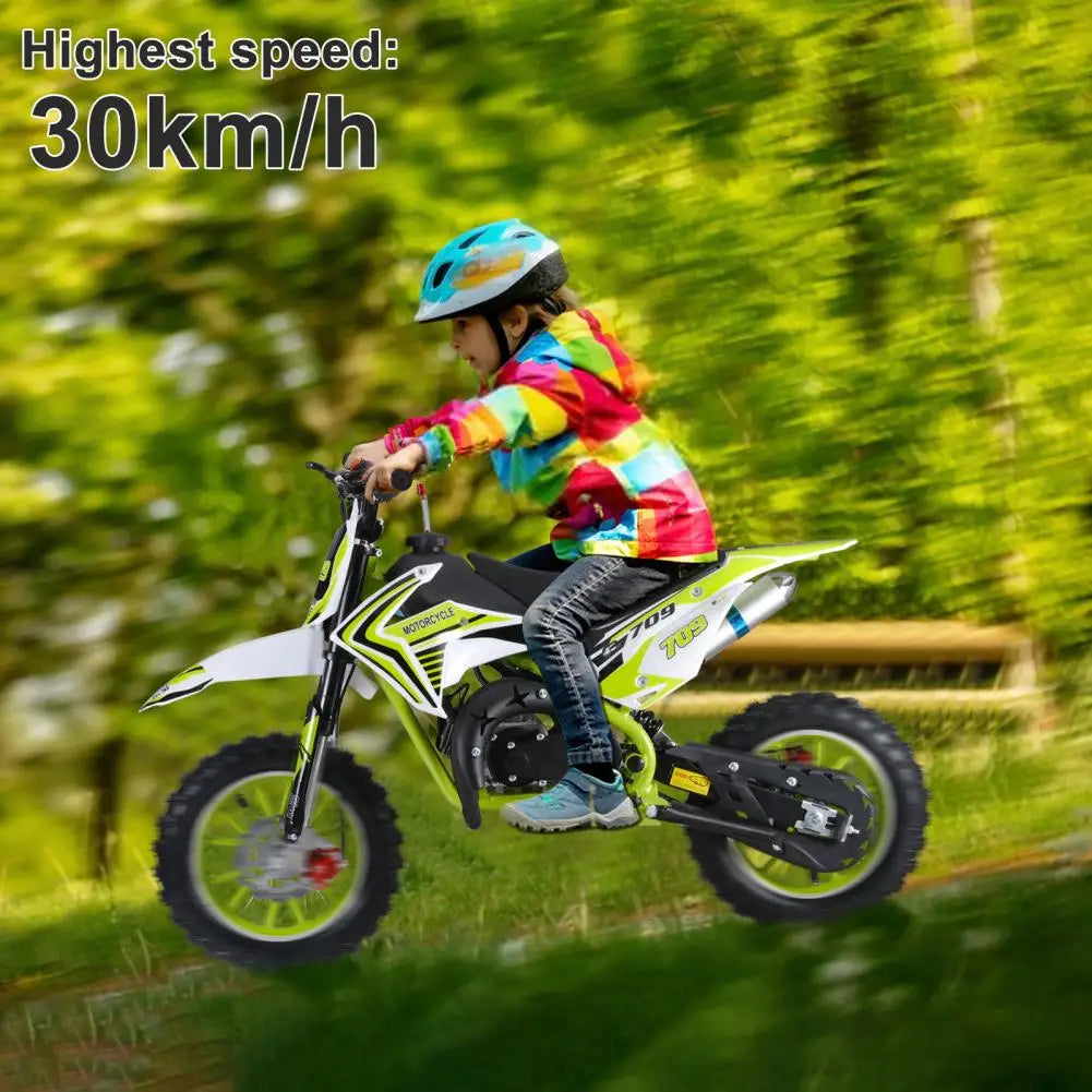 Kids Gas Motorcycle, Ergonomic Handle 49cc 2-Stroke Kids Dirt Bike, Mini Off-road Motorcycle With Front Rear Disc Brakes (Green)