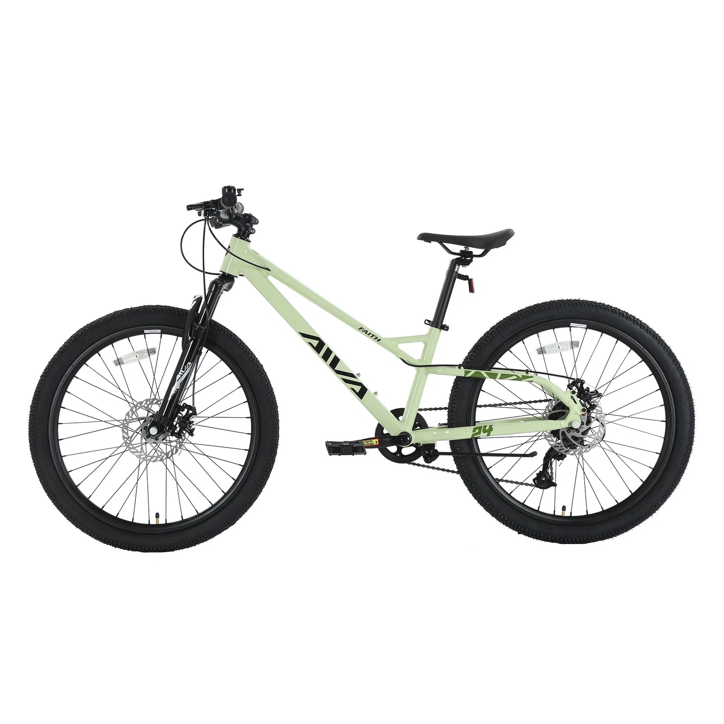 AIVA FAITH24 24 Inch Hardtail Mountain Bike, 7-Speed MTB, Bicycle for Teens & Adults, Lightweight Aluminum Frame, Suspension Fork, Front & Rear Disc Brakes