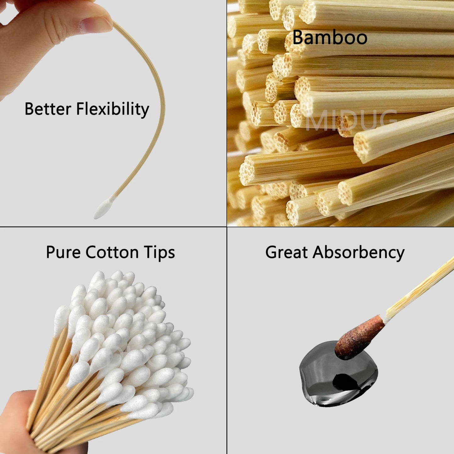 2'' Gun Cleaning Patches 6” Pistol Cleaning Cotton Swab in Storage Box Lint Free Handgun Cleaning Cloth for Most Caliber .30/9mm
