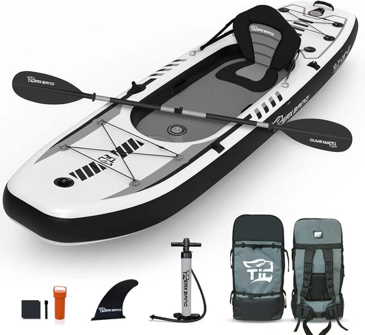 Inflatable Kayak 10.2' x 35'' x 8'' with Detachable Seat, SUP-Kayak Set Includes Hand Pump, Aluminum Oar, Backpack, Boat for Adults and Youth for Fishing, Touring