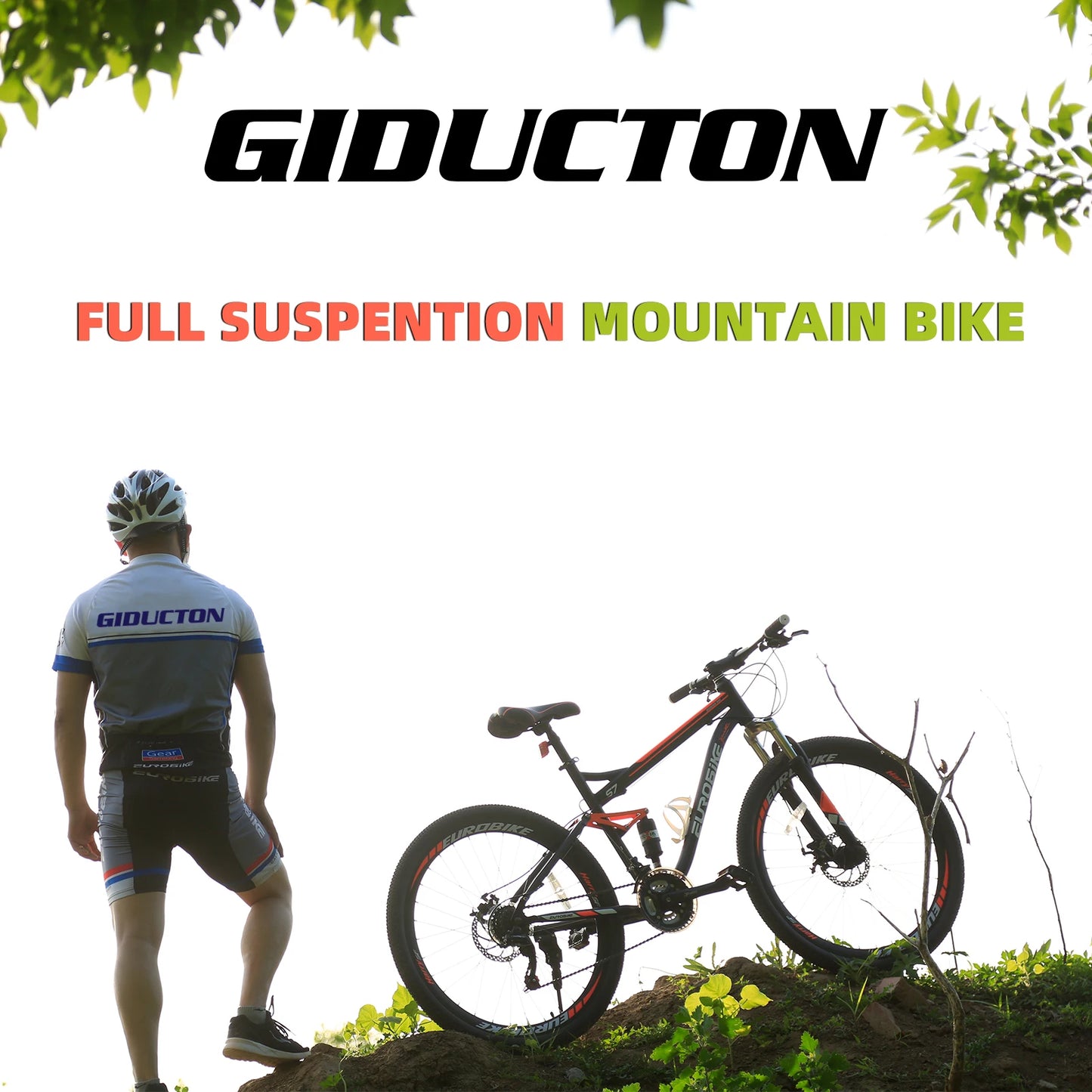 27.5 Inch Mountain Bike for Adults, Mens Women Full Suspension Mountain Bike, 21 Speed, Dual Disk Brakes, Orange