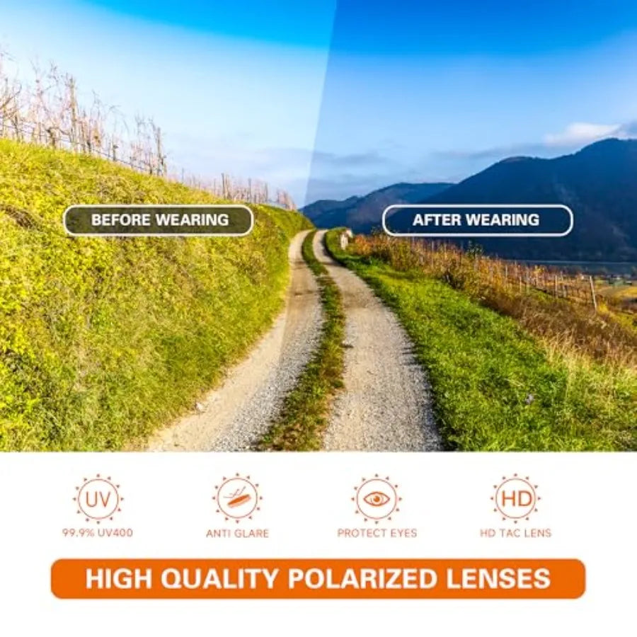 Sports Polarized Sunglasses for Men: Women UV400 Protection Wrap Around Sun Glasses for Fishing Driving Cycling TR90