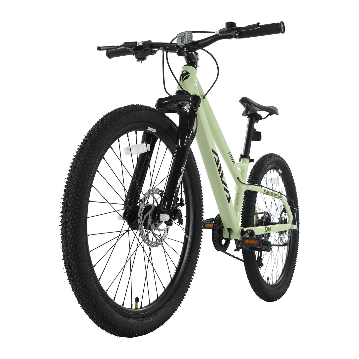 AIVA FAITH24 24 Inch Hardtail Mountain Bike, 7-Speed MTB, Bicycle for Teens & Adults, Lightweight Aluminum Frame, Suspension Fork, Front & Rear Disc Brakes