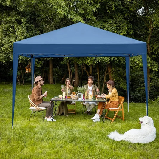 10x10 Pop Up Canopy Tent with Sidewalls, Outdoor Gazebo Canopy Tent, Patio Event Tents Outdoor Commercial Canopy (Blue)