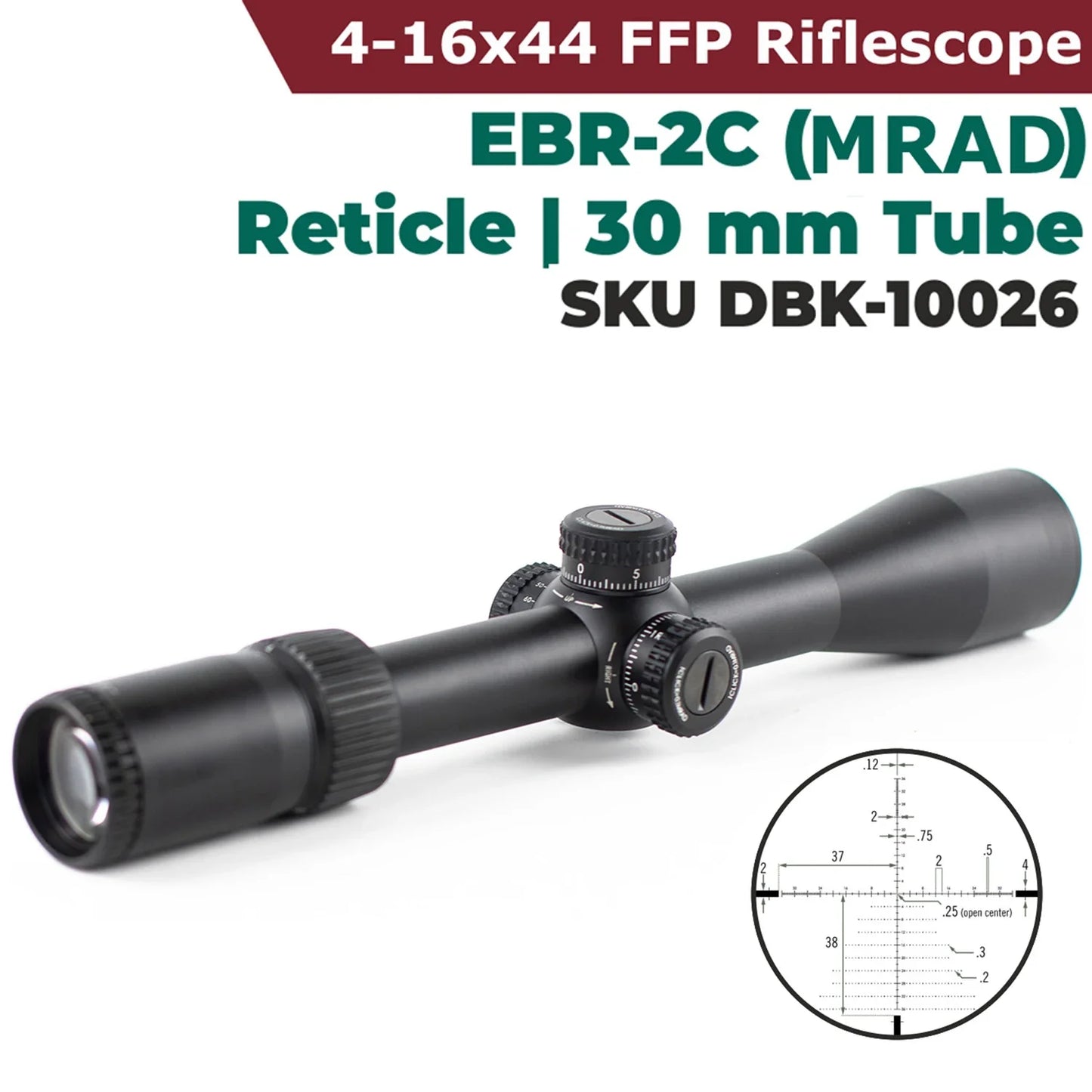 100% Original Tactical Optics 4-16x44mm FFP Scope  First Focal Plane 30mm Tube EBR-2C (MRAD) Reticle Scope for Hunting