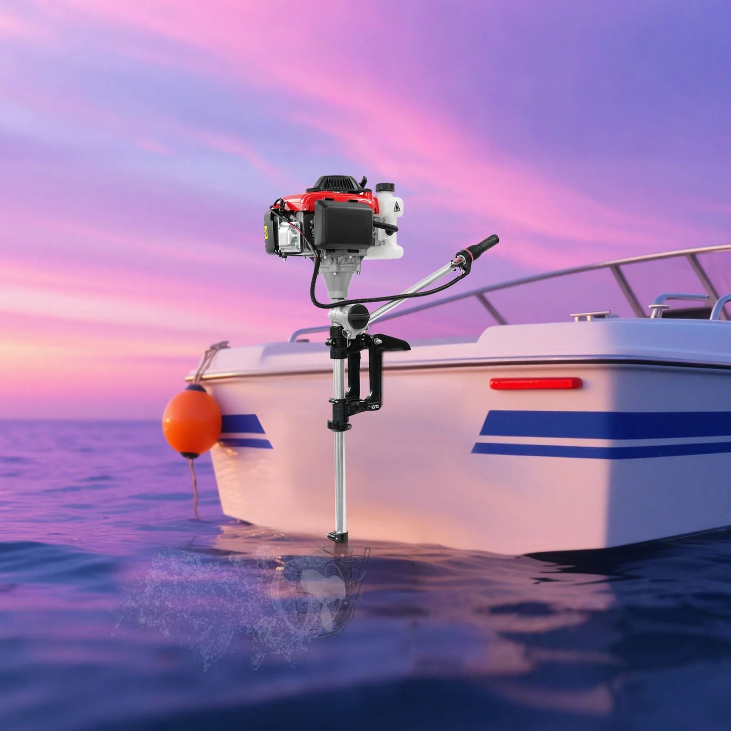 4-Stroke 4.0HP Gasoline Outboard Motor, Single Cylinder Boat Outboard Engine, Air-Cooling Marine Motor With 3-blade Propeller For Kayaks, Canoes, Dinghies, Inflatable Boats