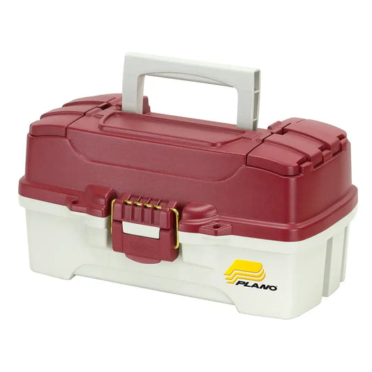 1-Tray Tackle Box with Dual Top Access, Red Metallic/Off White (620106)