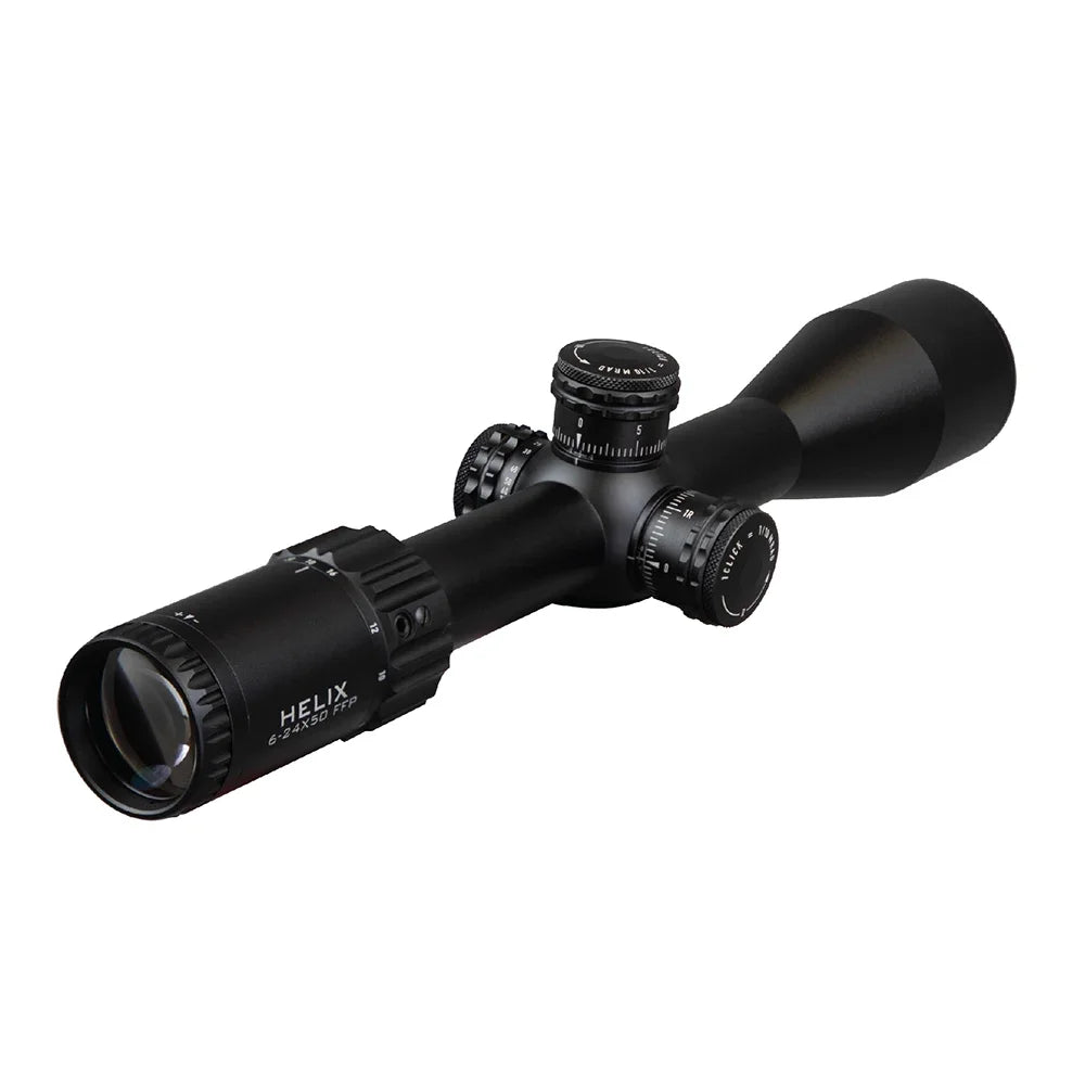 Optics Helix 6-24x50 FFP First Focal Plane Riflescope w/ Zero stop 30mm Tube APR-2D MRAD Reticle Rifle Scope Sight Luneta