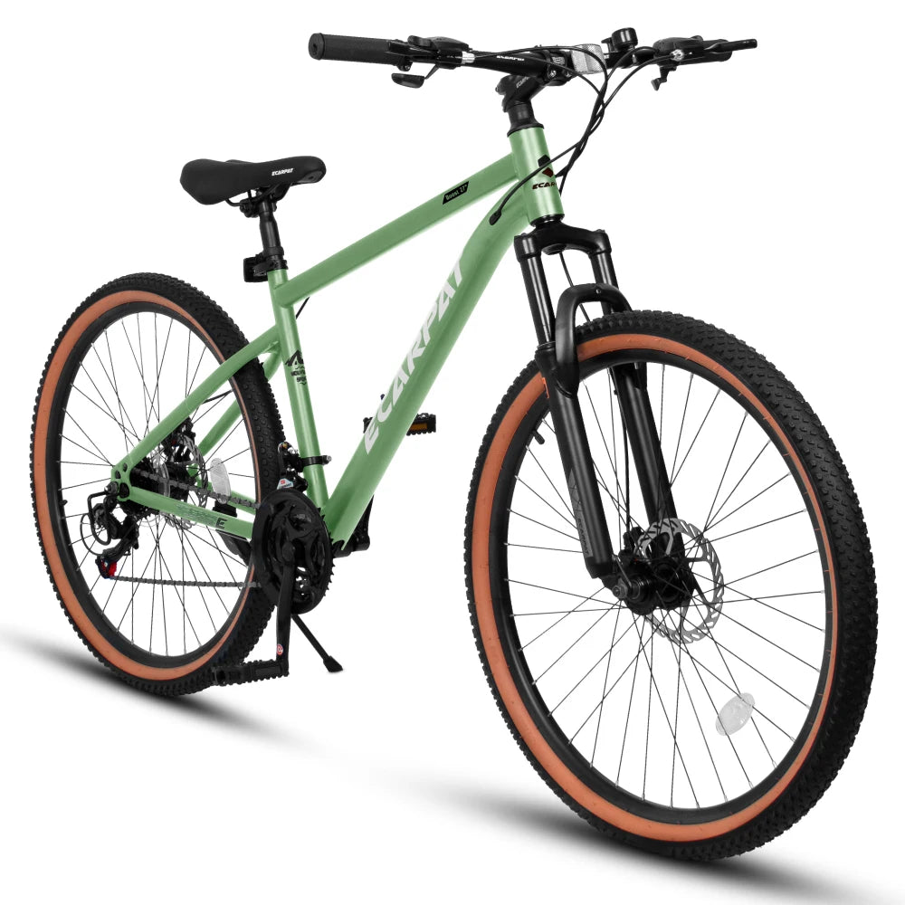 27.5 Inch Mountain Bike for Adults, Durable High Carbon Steel Frame, Front & Rear Disc Brakes, Stylish Brown Edge Tires, Wear-Resistant All Terrain Bicycle, Ideal for Urban Commuting & Outdoor Exploration