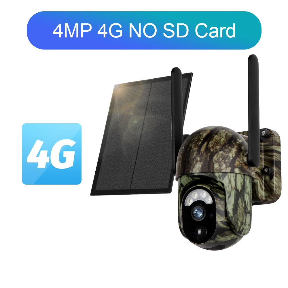 Ubox 4G SIM Solar Security Camera WiFi Outdoor Surveillance Camera Cellular Trail Cam Color Night Vision Human/Animal Detection