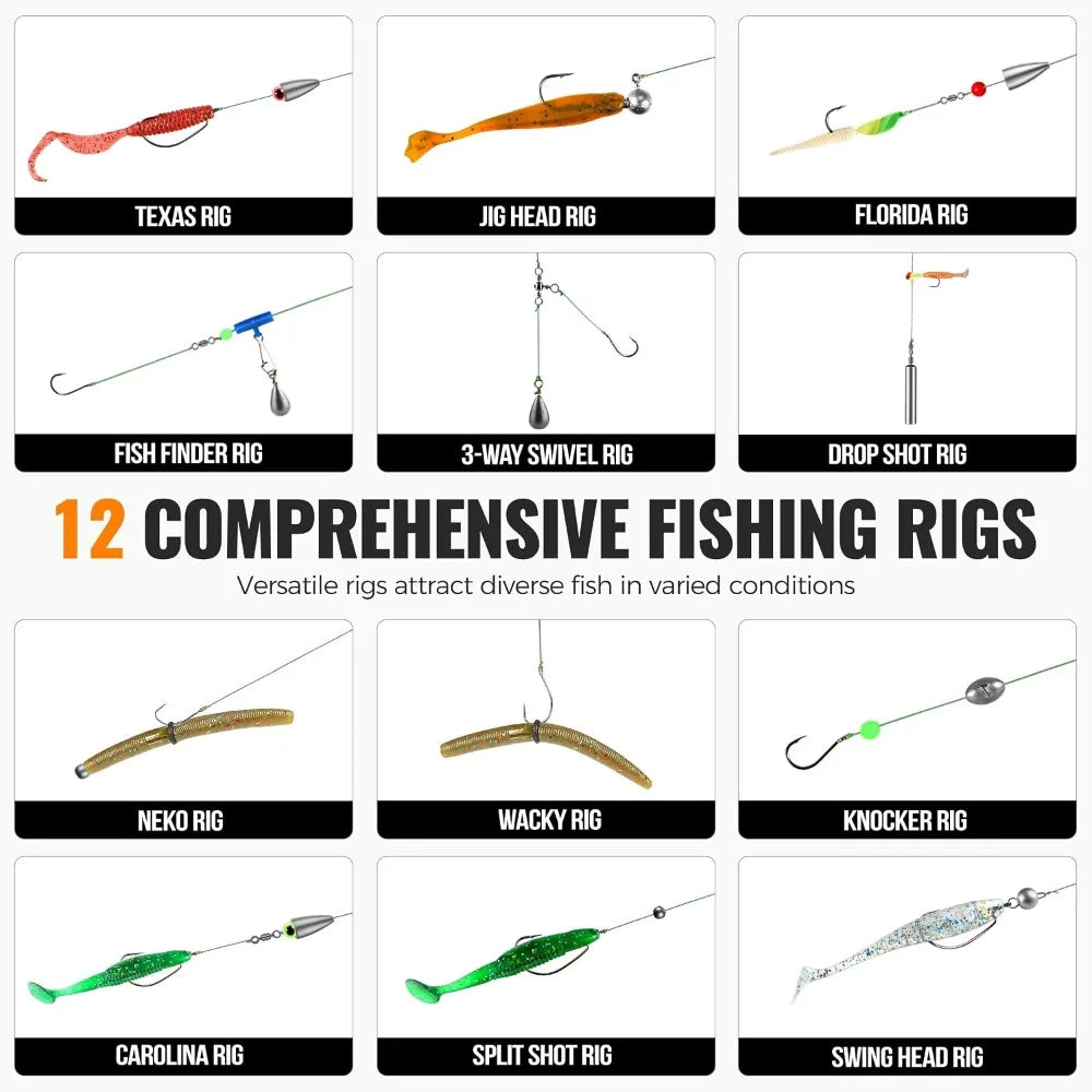 Complete 397pcs Fishing Tackle Box Set - Organized Gear for Bass Trout, Durable Waterproof Case