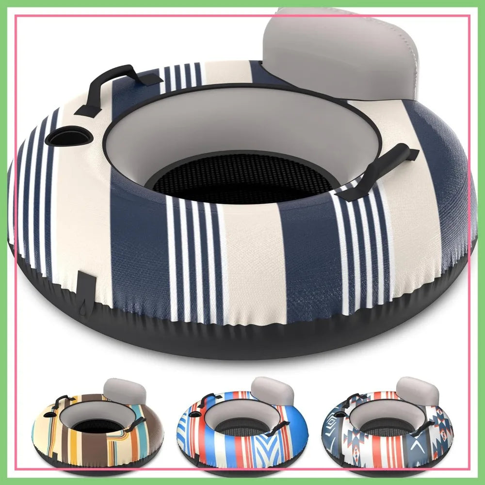 Heavy Duty River Tube with Premium Canvas Cover - Inflatable Float for Rivers, Lakes & Pools - Lido