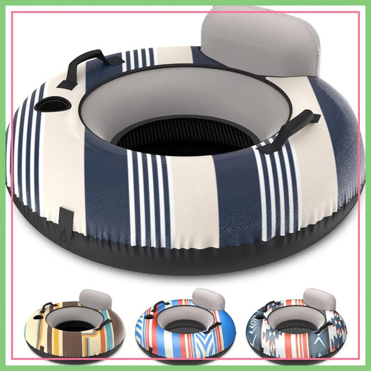 Heavy Duty River Tube with Premium Canvas Cover - Inflatable Float for Rivers, Lakes & Pools - Lido