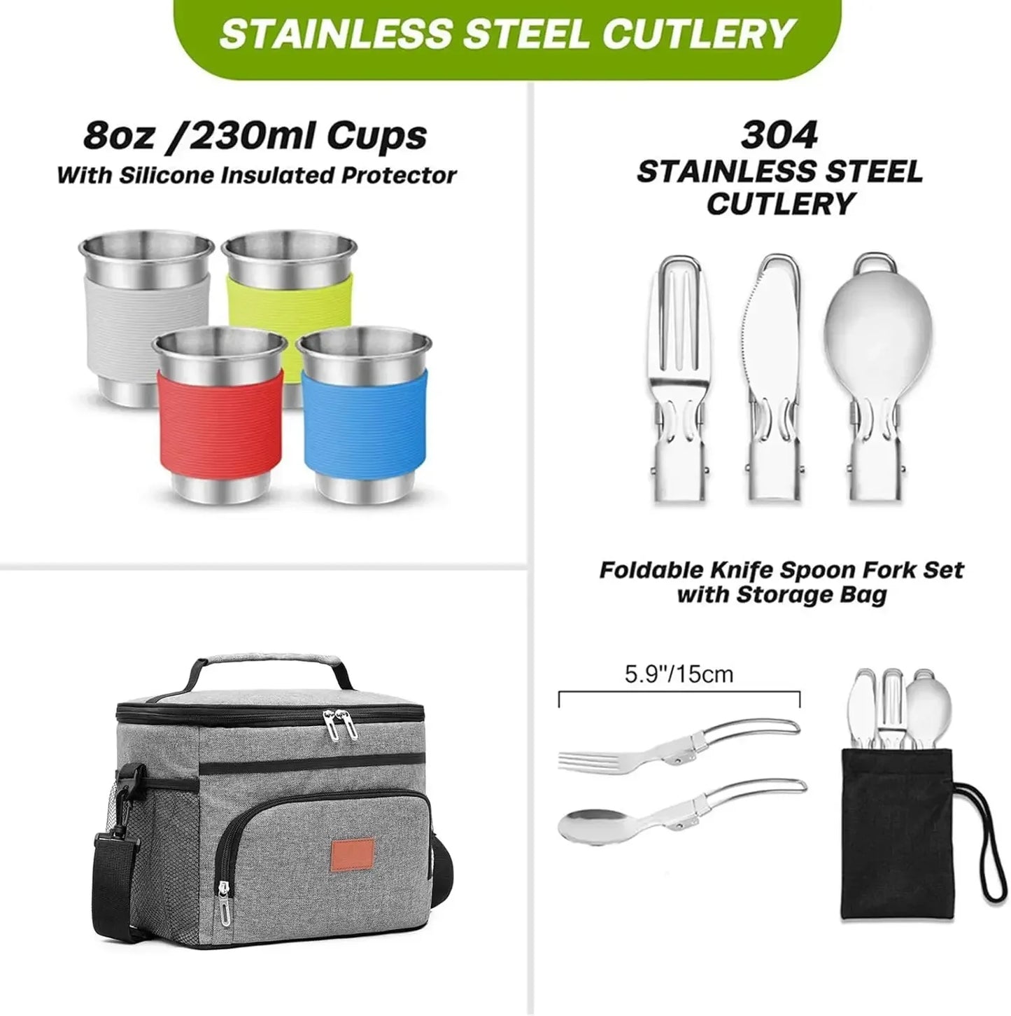 [Hot Deal, Limited Time Offer!]27PCs Outdoor Camping Cookware Kit Portable Cooking Set Non-Stick Tableware with Foldable Spoon F