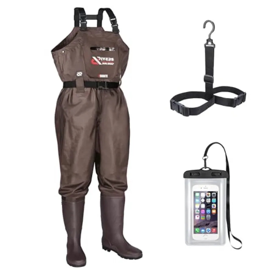 Upgraded 210D Nylon Chest Waders with Boots - Waterproof PVC Fishing and Hunting Waders for Men, Breathable Wading Gear