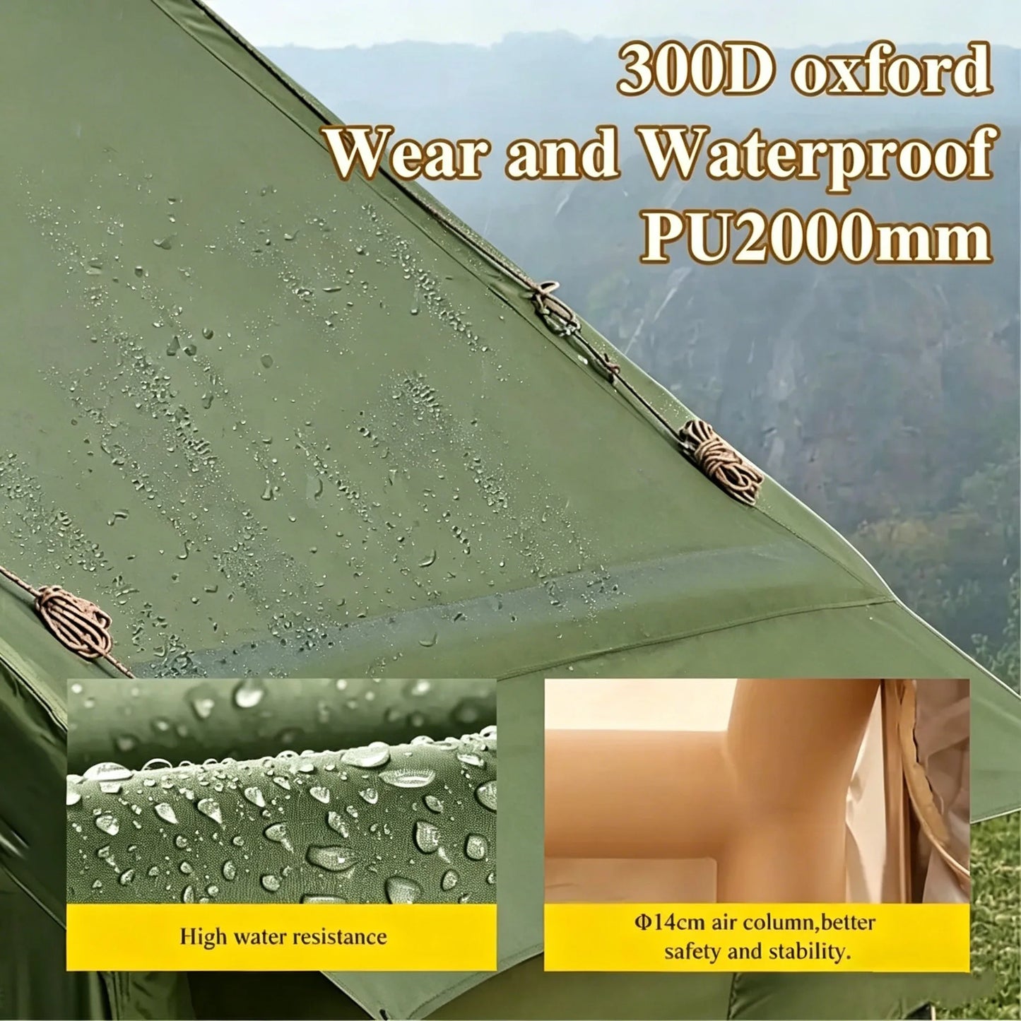PAKICETUS Hunting Visualization Inflatable Camping Tent Glamping With Skylight Easy Setup Portable Tent With Storage Bag For 4-6 Person Family Outdoor Travel Party
