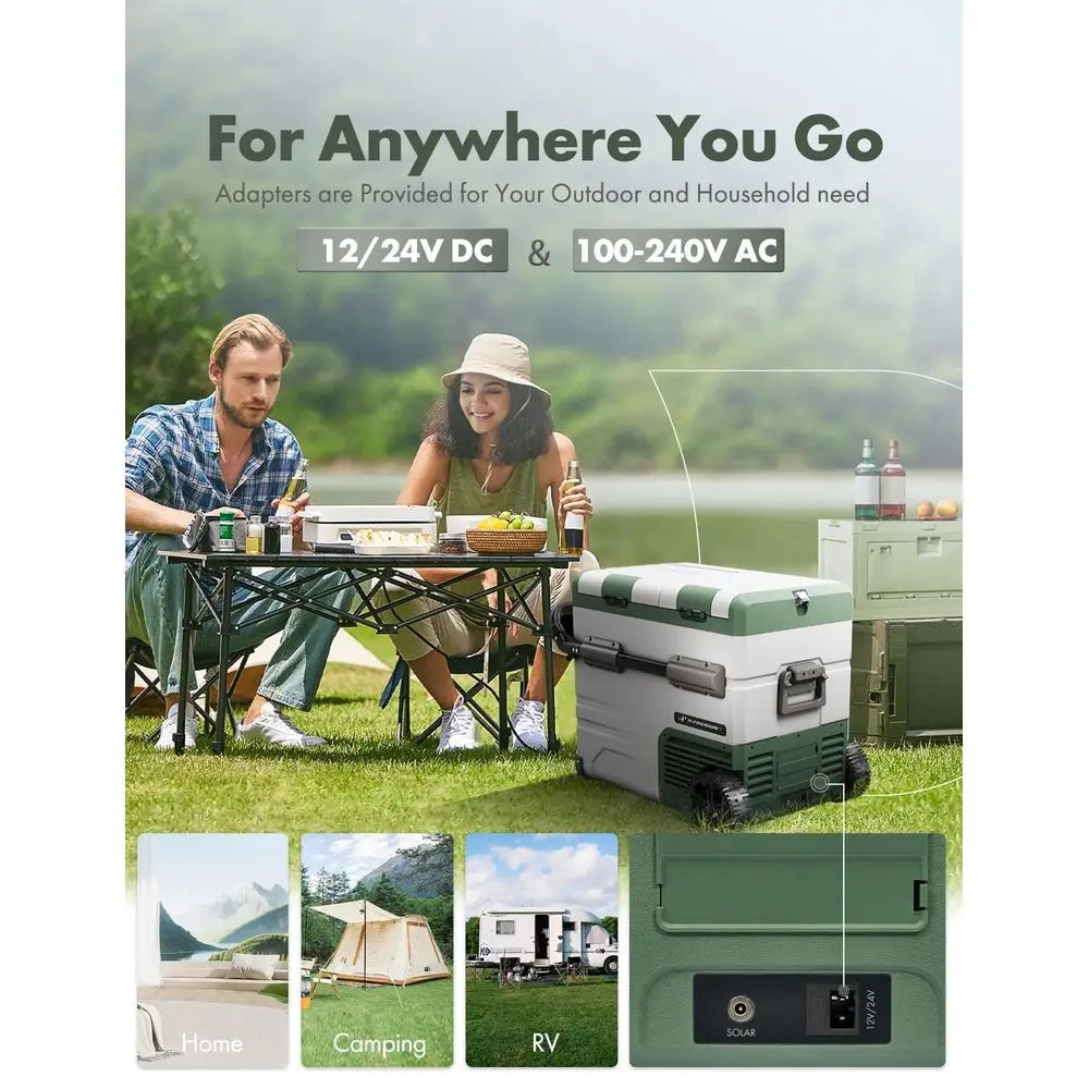 12 Volt Refrigerator 57QT 54.2L Portable Car Fridge Cooler, 4F68F Separated Zone Portable Freezer APP Control with 12 24V DC am