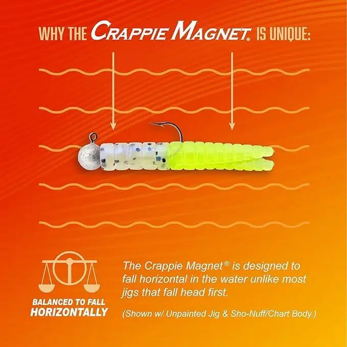 Crappie Magnet Best Kit: 96 Bodies, 15 Jig Heads, 4 Floats - Vertical Fishing Lures for Crappie