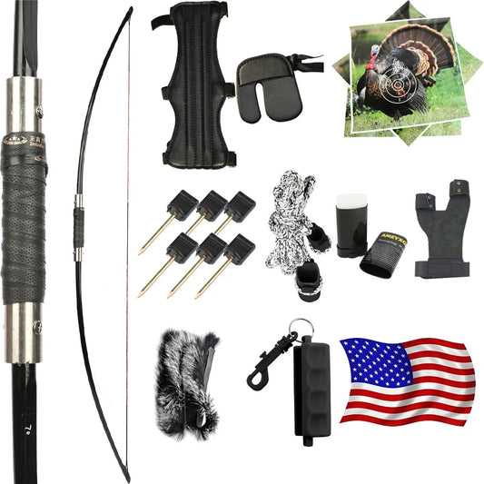 Longbow Arrow Set 64.5" Takedown English Style 60/65lbs RH/LH for Adults Advanced Archery Hunting Shooting Target Practice Outdoor Sports Heavy-Duty Hunting Bow Accessories